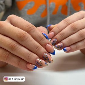 French Tip Nails Blue