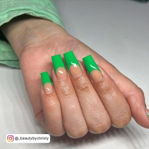 French Tip Nails Green