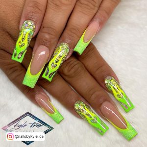 French Tip Nails Long Coffin