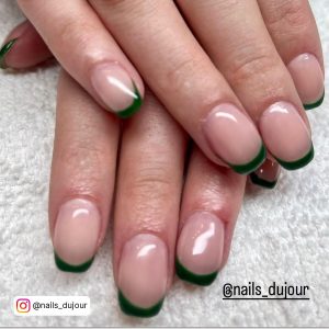 French Tip Nails Sage Green