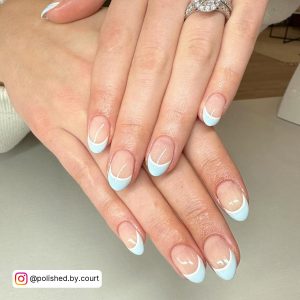 French Tip Nails With Blue Design