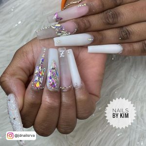 Glitter French Tip Coffin Nails