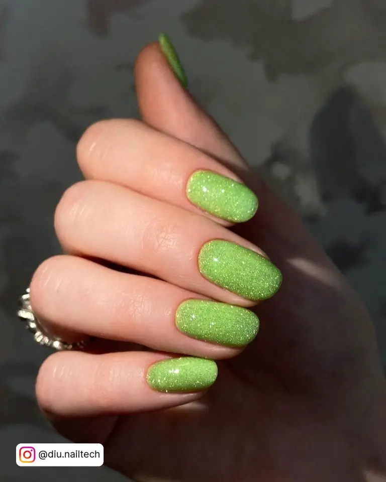 Glitter Lime Green Nails