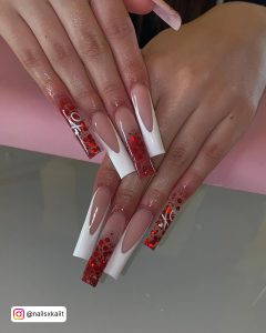 Glitter Red Ombre Nails