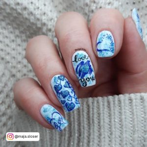 Glitter Royal Blue Ombre Nails