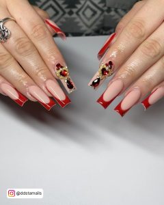 Gold And Red Nails