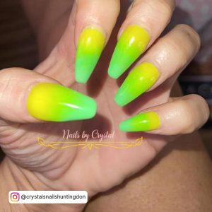 Gold Color Nails With Yellow And Green