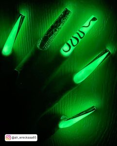 Green Acrylic Nails Coffin