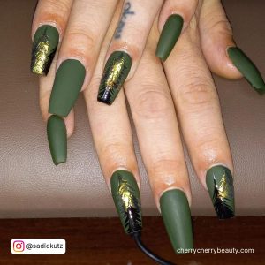 Green Acrylic Nails Coffin