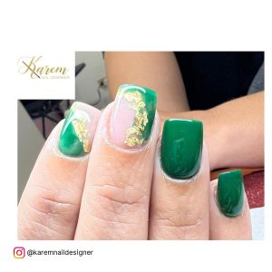 Green Acrylic Nails Short