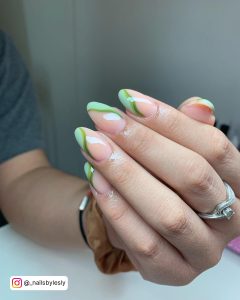 Green Almond Acrylic Nails