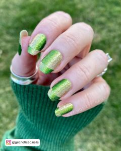 Green And Black Glitter Nails