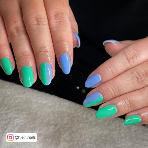 Green And Blue Marble Nails