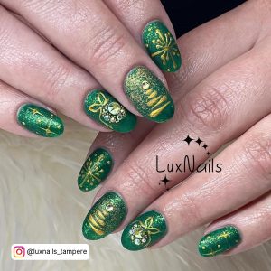 Green And Gold Fall Nails