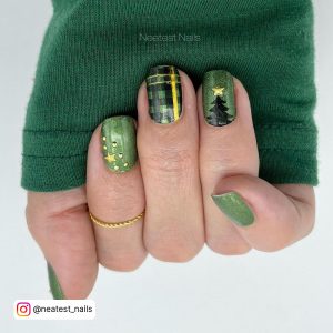 Green And Gold Ombre Nails