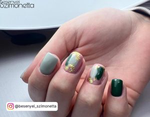 Green And Gold Tip Nails