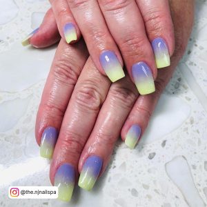 Green And Purple Fake Nails