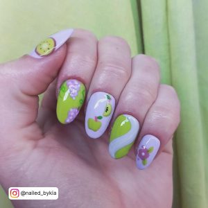 Green And Purple Nail Art