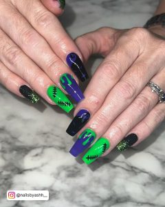 Green And Purple Nail Polish