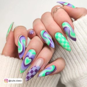 Green And Purple Nails