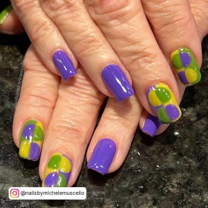 Green And Purple Nails Halloween