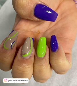 Green And Purple Nails Tips