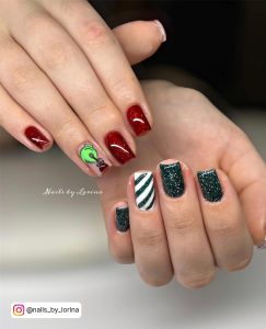 Green And Red Acrylic Nails
