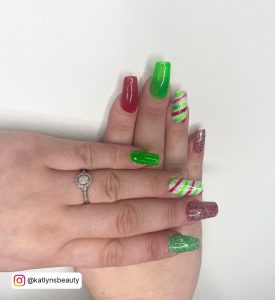 Green And Red Christmas Nail Designs