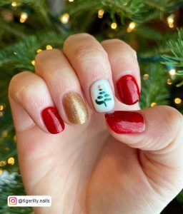 Green And Red French Tip Nails