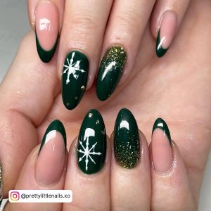 Green And Silver Christmas Nails