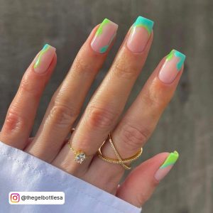 Green And White Gel Nails