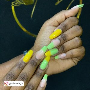 Green And Yellow Acrylic Nails