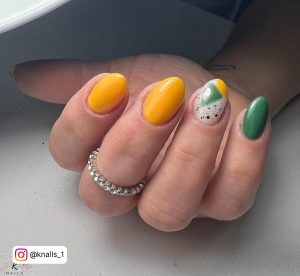 Green And Yellow Ombre Nails