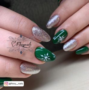Green Christmas Coffin Nails