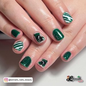 Green Christmas Gel Nails