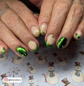 Green Christmas Nails Coffin