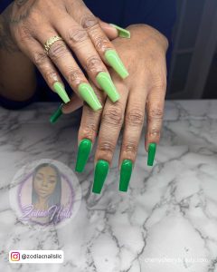 Green Coffin Acrylic Nails