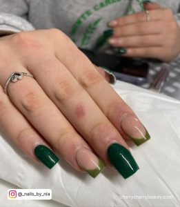Green French Tip Acrylic Nails