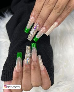Green French Tip Gel Nails