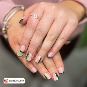 Green French Tips Nails