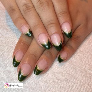 Green Gel Nails With Glitter