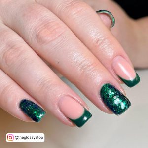 Green Gel Nails With Glitter