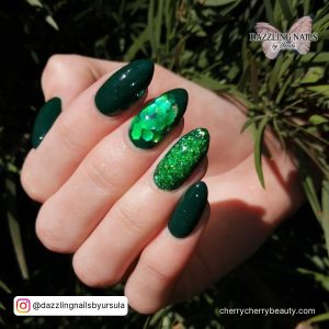 Green Glitter Acrylic Nails
