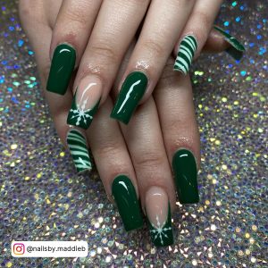 Green Glitter Christmas Nails
