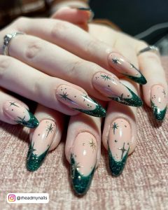 Green Glitter Dip Nails