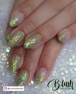 Green Glitter Gel Nails