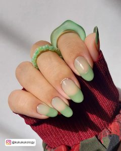 Green Marble French Tip Nails