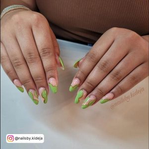 Green Nail Designs Almond Shape