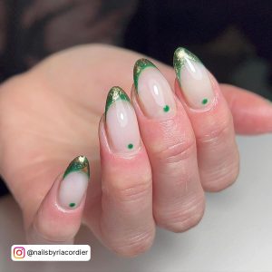 Green Nails With French Tip