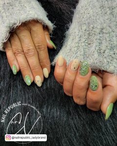 Green Ombre Almond Nails